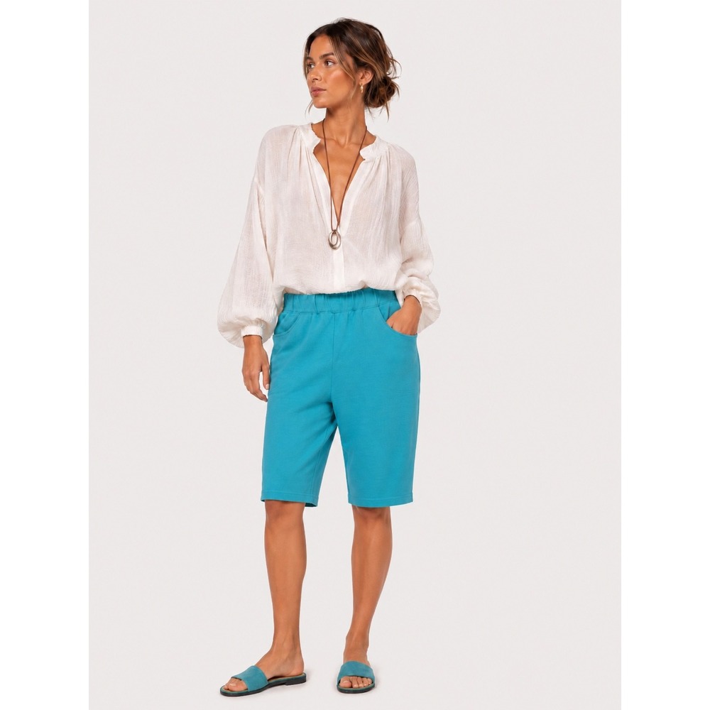 Bob Mackie Wearable Art Turquoise Blue Knit Pedal Pusher Capri Pants M New NWT